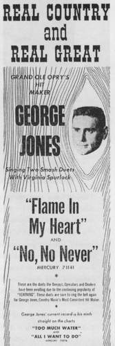 George Jones, Anzeige f�r die Single "Flame In My Heart"