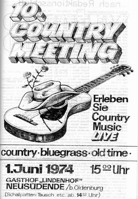 Ank�ndigung in COUNTRY CORNER Nr. 38 vom Februar 1974; Gestaltung: Peter Kandler