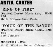 Ank�ndigung der Anita Carter-Single im MUSIC REPORTER am 5. Januar 1963; Archiv Hauke Str�bing