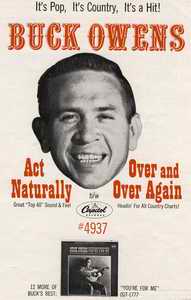 Anzeige in THE MUSIC REPORTER vom 16. M�rz 1963 f�r die Buck Owens-Single "Act Naturally/Over And Over Again" (Capitol 4937); Archiv Hauke Str�bing.