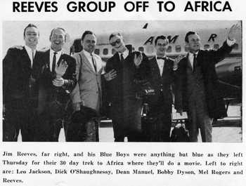 Jim Reeves mit seiner Band vor dem Abflug nach S�d-Afrika Anfang M�rz 1963 (Bild aus THE MUSIC REPORTER/Archiv Hauke Str�bing).