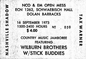Ticket vom Auftritt der Wilburn Brothers in Schw�bisch Hall. Archiv Hauke Str�bing