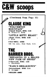 Claude King, Wolverton Mountain, Ank�ndigung der Columbia-Single im Jahr 1962